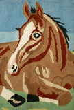 Vintage Hooked Horse Rug 2'9" x 4'